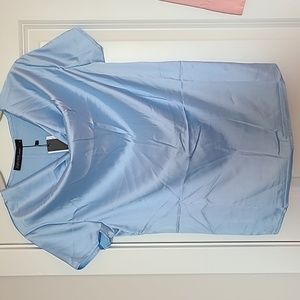 Silky Aqua Short-sleeved Blouse - Size S